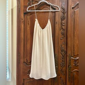 Rory Becca Crossback Mini Dress Nude Pale Peach Raw Edge Spaghetti Strap XS